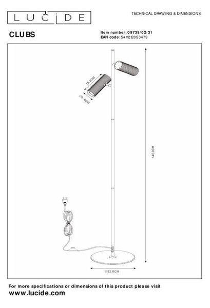 Lucide L097390231 stojací lampa CLUBS GU10