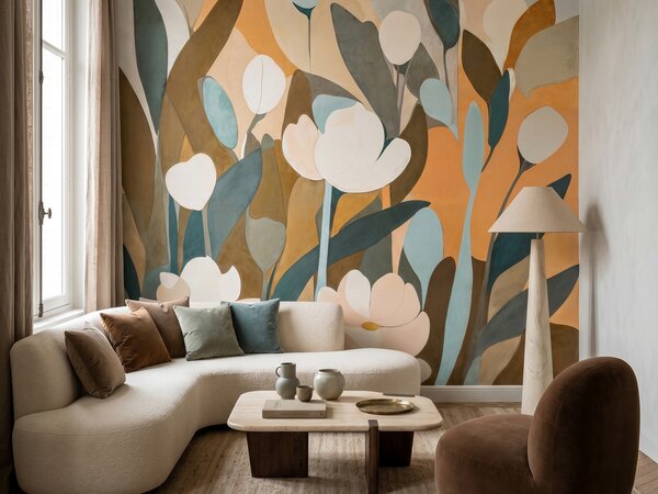 FUGU Designová květinová art tapeta – Emil's Meadow Materiál: Digitální eko vlies - klasická tapeta nesamolepicí