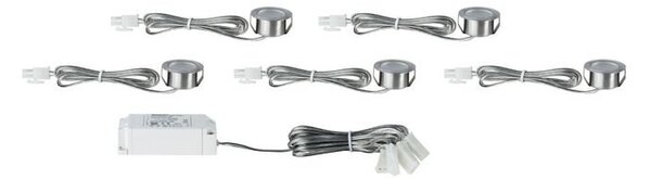 P 93586 Nábytkové zápustné svítidlo Micro Line Mini LED kulaté, kartáč.železo, sada 5 ks - PAULMANN
