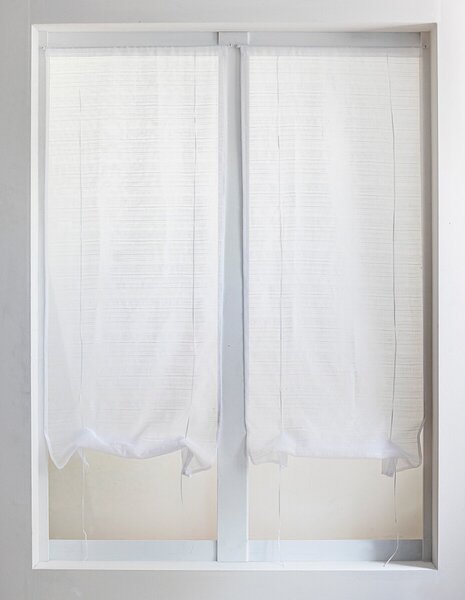 Blancheporte Proužkovaná vitrážová záclona, pár bílá 45x160cm