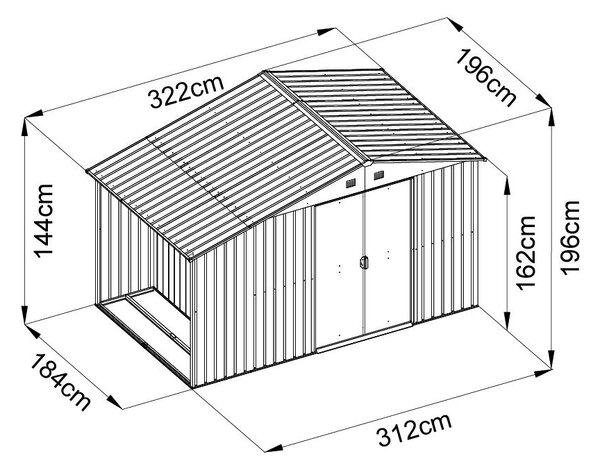 Zahradní domek na nářadí s dřevníkem Avenberg 3,22 x 1.96 m ANTRACIT SD-X68EWS