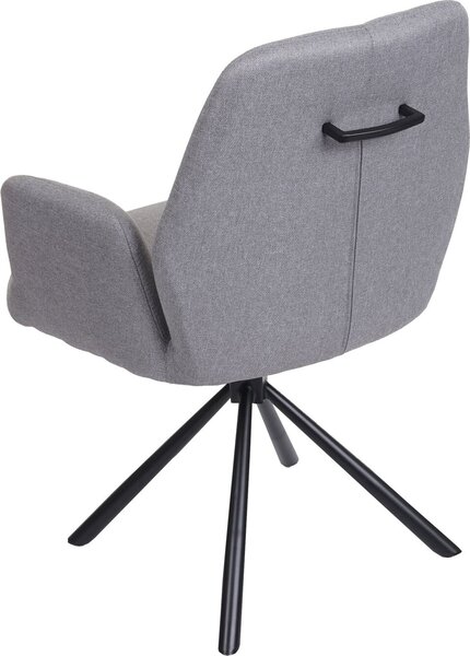 Jídelní židle HWC-H71, kuchyňská židle polohovací židle, otočná automatická poloha látka/textil ocel světle šedá