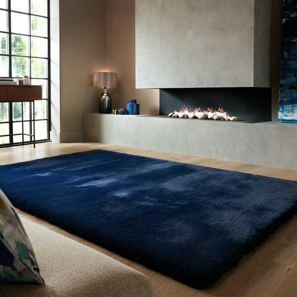 Flair Rugs, Kusový koberec Ivy Faux Fur Navy, 120x170, modrá, ložnice