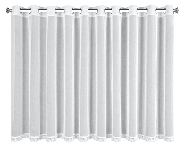 KRÁTKÁ ZÁCLONA NA KROUŽCÍCH SUZAN 350X140 CM BÍLÁ