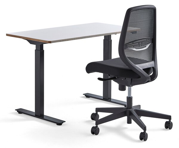 AJ Produkty Nábytková sestava NOVUS + MARLOW, 1 bílý stůl a 1 kancelářská židle