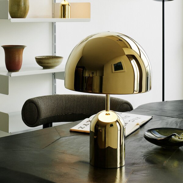 Stolní lampa Tom Dixon, Bell, stmívatelné, Zlatá / mosazná, Obývací pokoj, Kov, Design