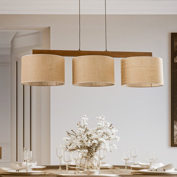 Závěsná svítidlo TK Lighting, Juta, stmívatelné, Béžová, Obývací pokoj, Tkanina / Textil