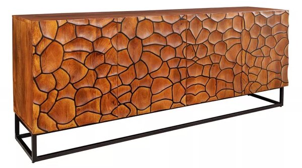 Komoda VULCANO MOSAIK 177 CM masiv mango - hnědá/černá Nábytek | Úložné prostory | Komody | Nízké