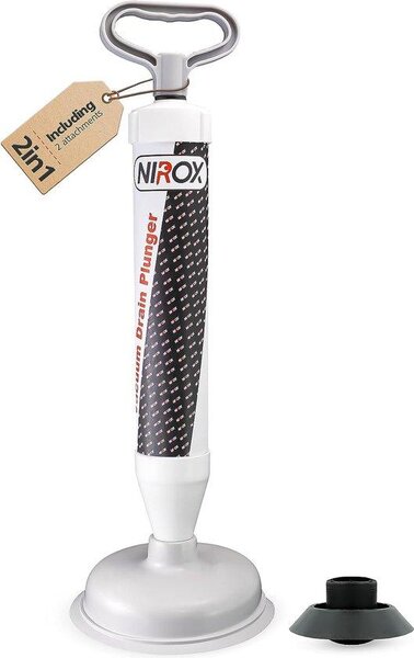 Unyqoos® Čistič odpadů pomocí vakuové pumpy – sací hlavice s vysokou sací silou, 2 nástavce o průměrech 6,5 a 16 cm, chemicky nezpracovaná pumpa pro umyvadla, koupelny a kuchyně