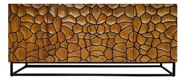 Komoda VULCANO MOSAIK 177 CM masiv mango - hnědá/černá Nábytek | Úložné prostory | Komody | Nízké
