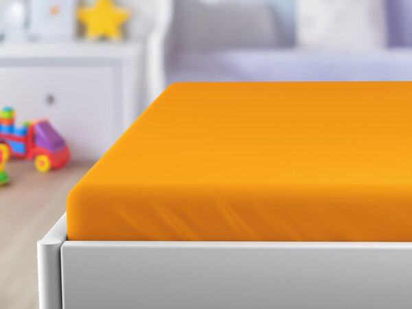 Jersey prostěradlo do dětské postýlky EXCLUSIVE oranžové 70 x 140 cm