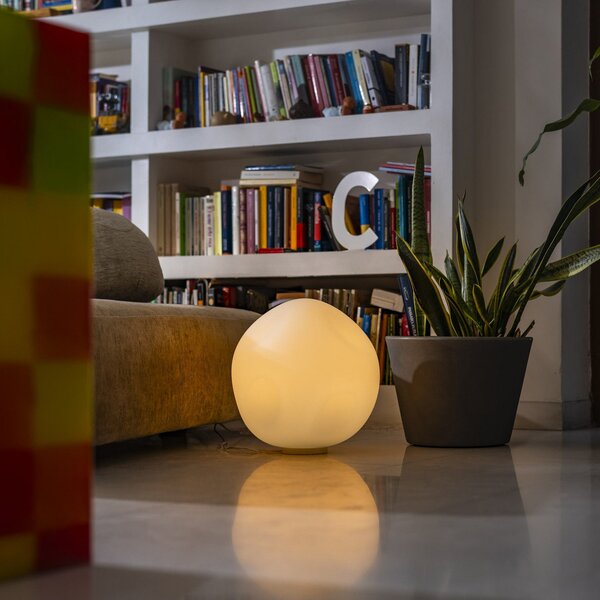 Stolní lampa Foscarini, Hoba Grande, stmívatelné, Bílá, Obývací pokoj, Sklo, Design