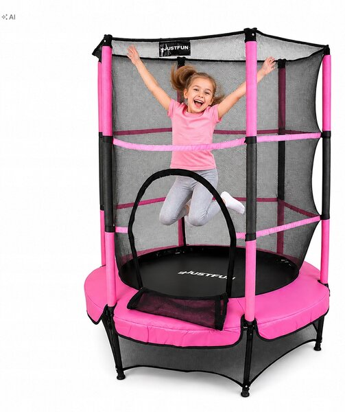 Trampolína se sítí Just Fun růžová 140 cm, nosnost 60 kg