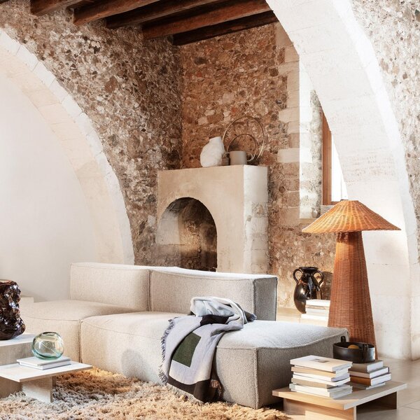 Stojací Lampa ferm LIVING, Dou, Dřevo, Obývací pokoj, Dřevo, Design