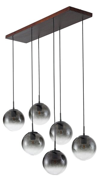 Závěsná svítidlo Lucande, Veloura, stmívatelné, Šedá, Obývací pokoj, Sklo, Design