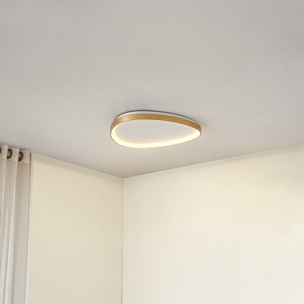 Stropní Lampa Lucande, Asken, stmívatelné, Zlatá / mosazná, Obývací pokoj, Hliník, Moderní