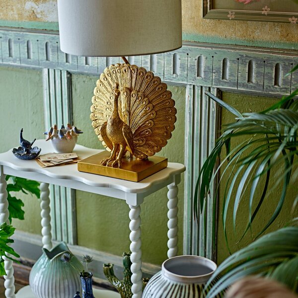 Stolní lampa Bloomingville, Peacock, Zlatá / mosazná, Obývací pokoj, Plast