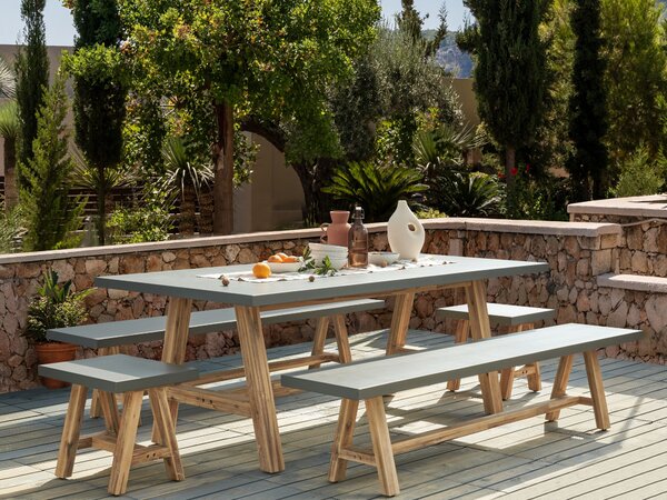Zahradní jídelní souprava s lavicemi 8místná TONNARE Beton Šedá