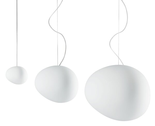 Závěsná svítidlo Foscarini, Gregg piccola, stmívatelné, Bílá, Obývací pokoj, Sklo, Design