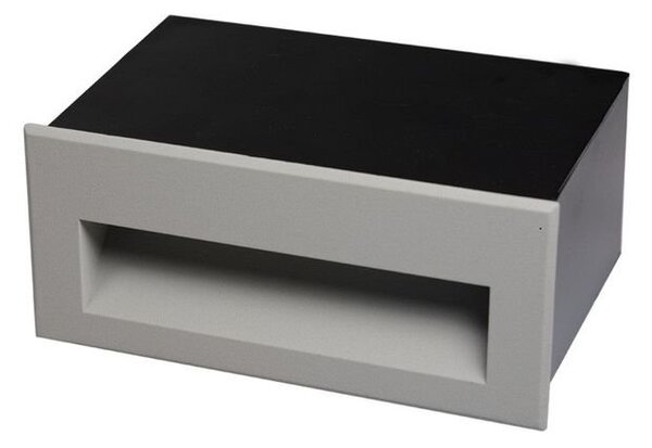KHL K60100.01.WR.GY-GY.ST.8.30 Zápustné venkovní nástěnné svítidlo MAILBOx šedé LED 3,8W 3000K 137x87mm hranaté - KOHL-Lighting (starý kód: KHL K52100.GY)