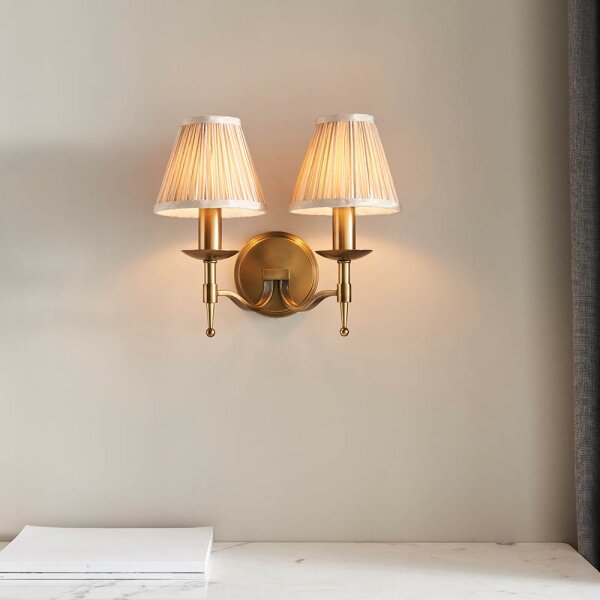 Endon 63654 - Nástěnná lampa STANFORD 2xE14/40W/230V mosaz/béžová