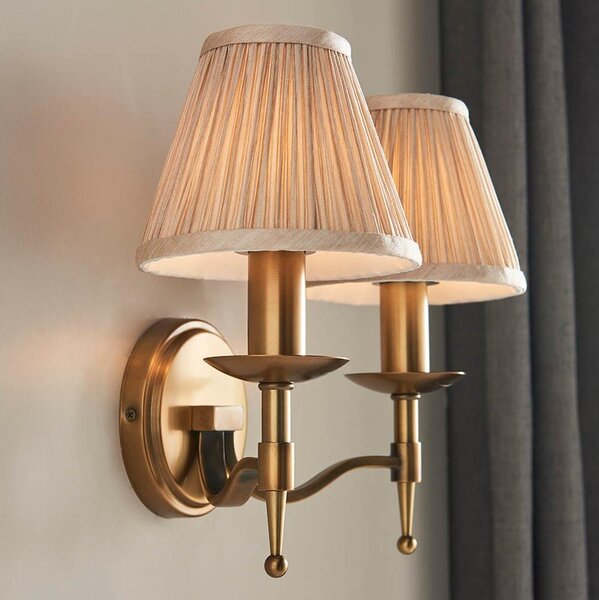 Endon 63654 - Nástěnná lampa STANFORD 2xE14/40W/230V mosaz/béžová