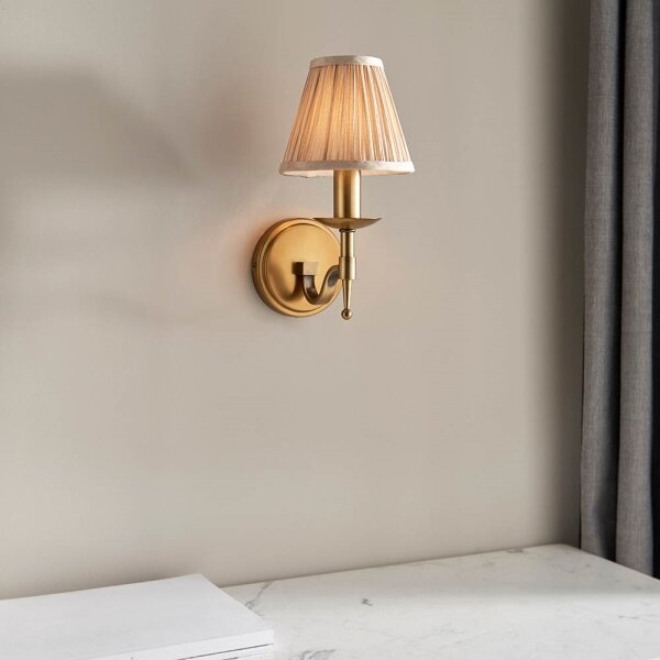 Endon 63653 - Nástěnná lampa STANFORD 1xE14/40W/230V mosaz/béžová