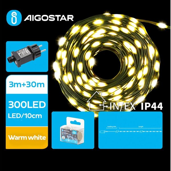 Aigostar - LED Venkovní vánoční řetěz 300xLED/8 funkcí 33m IP44 teplá bílá