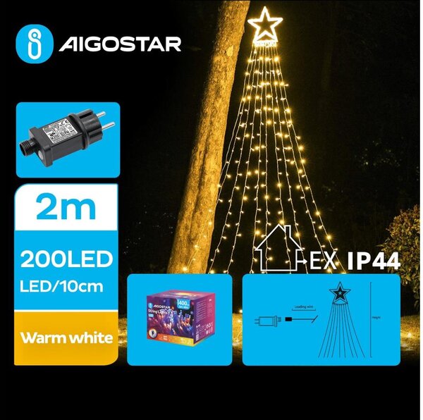 Aigostar - LED Venkovní vánoční dekorace LED/3,6W/230V 2m IP44 teplá bílá