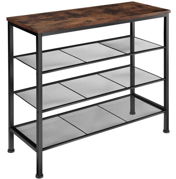 Tectake Botník Newport 80,5x30,5x72,5cm - Industriální dřevo tmavé, rustikální