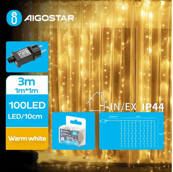 Aigostar - LED Venkovní vánoční řetěz 100xLED/8 funkcí 4x1m IP44 teplá bílá
