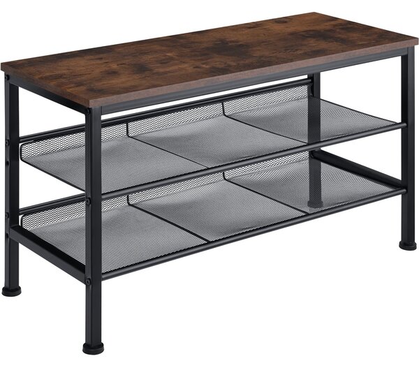 Tectake Botník Derry 75,5x30,5x45,5cm - Industriální dřevo tmavé, rustikální