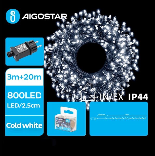 Aigostar - LED Venkovní vánoční řetěz 800xLED/8 funkcí 23m IP44 studená bílá