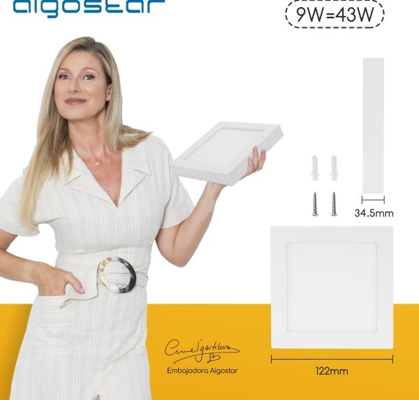 Aigostar - LED Stropní přisazené svítidlo LED/9W/230V 6000K 12,2x12,2 cm bílá