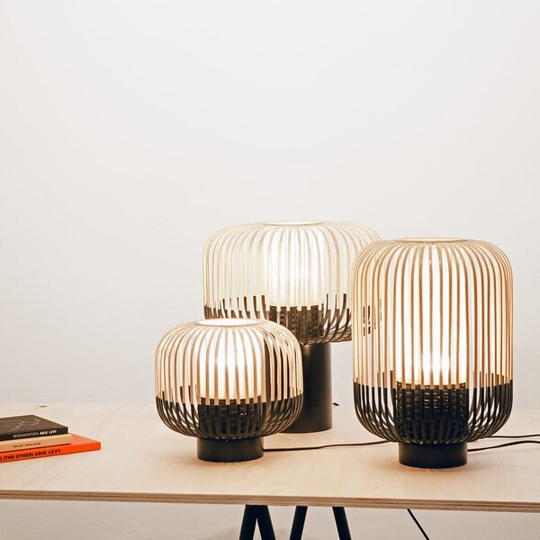 Stolní lampa Forestier, Bamboo Light M, Černá, Obývací pokoj, Bambus, Design