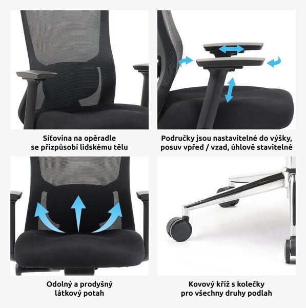 Kancelářská židle FUN PDH, černá