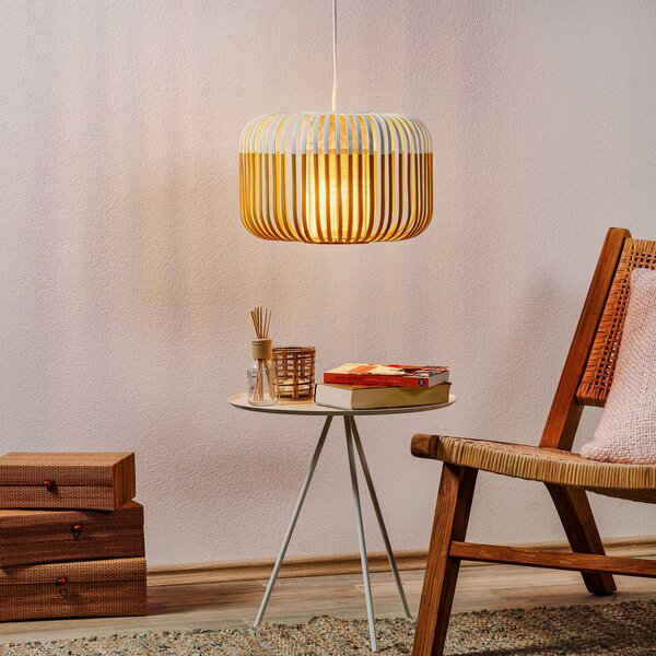 Závěsná svítidlo Forestier, Bamboo Light S, stmívatelné, Bílá, Obývací pokoj, Bambus, Design