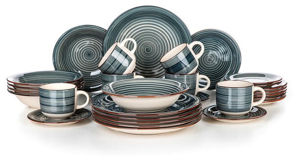 Keramická jídelní souprava SPIRAL BLUE 30 ks