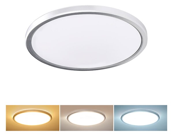 SOLIGHT LED osvětlení Acate IP54, 24W, 2160lm, 3CCT, 30cm, stříbrná