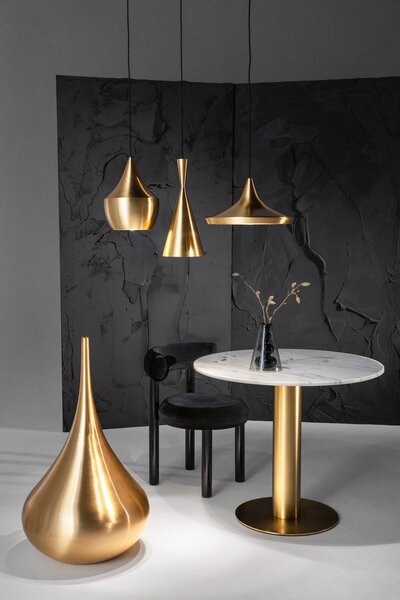 Závěsná svítidlo Tom Dixon, Beat, stmívatelné, Zlatá / mosazná, Obývací pokoj, Mosaz, Design