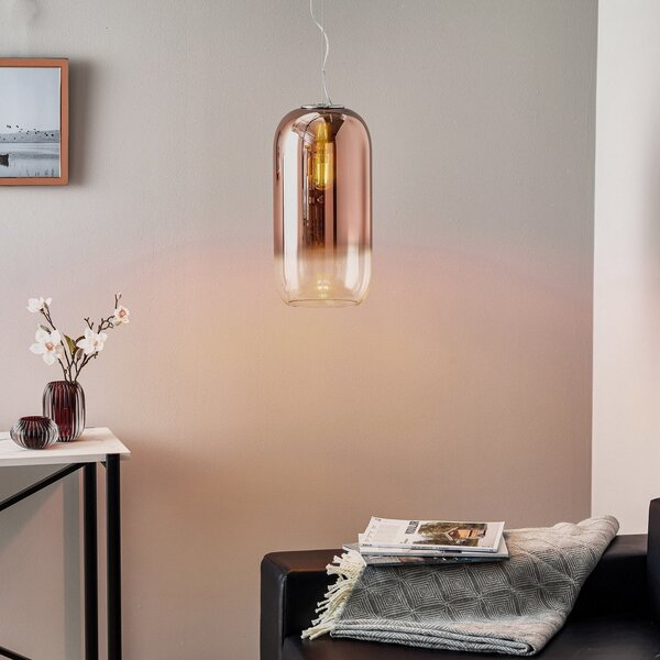 Závěsná svítidlo Artemide, Gople, stmívatelné, Hnědá / Rezavá, Obývací pokoj, Sklo, Design