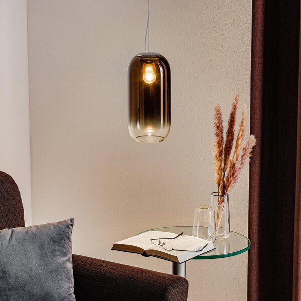 Závěsná svítidlo Artemide, Gople Mini, stmívatelné, Bronzová / starobylá mosaz, Obývací pokoj, Sklo, Design