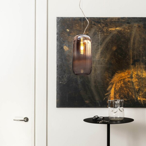 Závěsná svítidlo Artemide, Gople, stmívatelné, Hnědá / Rezavá, Obývací pokoj, Sklo, Design