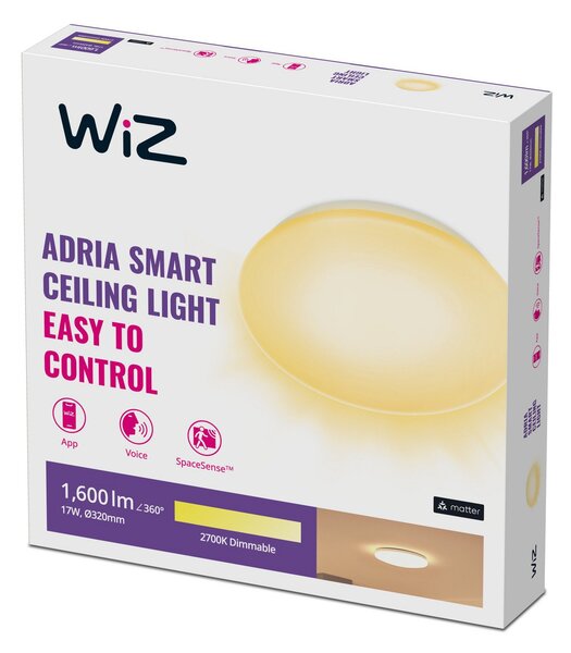 Stropní Lampa WiZ, Adria, stmívatelné, Bílá, Obývací pokoj, Plast, Moderní