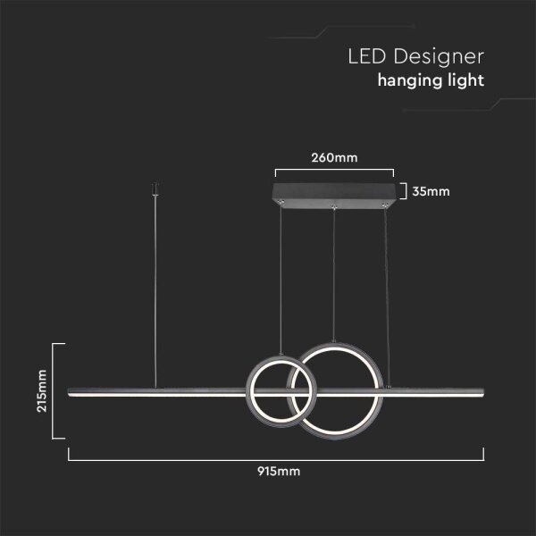 LED Lustr na lanku LED/15W/230V 4000K 80 cm černá