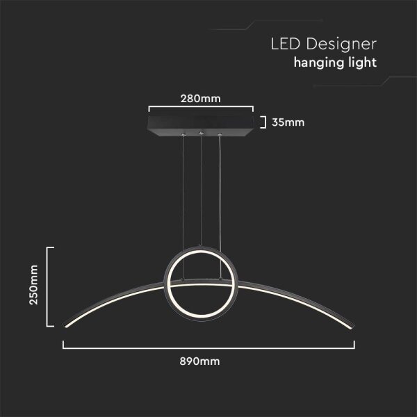 LED Lustr na lanku LED/30W/230V 4000K 88 cm černá