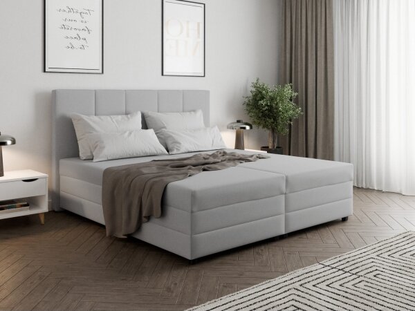 Čalouněná postel s pružinovou matrací a úlož. prostorem ISABEL 180x200 sv. šedá