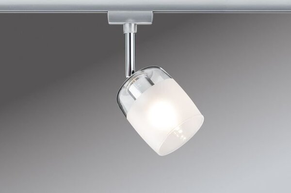 P 95338 URail spot Blossom matný chrom čiré / satin sklo max. 10W G9 - PAULMANN
