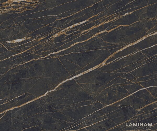 DELIFE Konferenční stolek Edge kulatý 100x100 cm keramika Laminam® Noir Desir hnědá Parabi kovová stříbrná