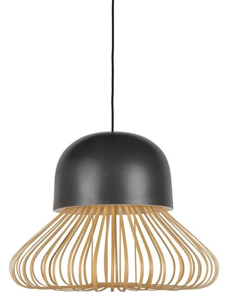 Závěsná svítidlo Forestier, Anemos, stmívatelné, Černá, Obývací pokoj, Bambus, Design